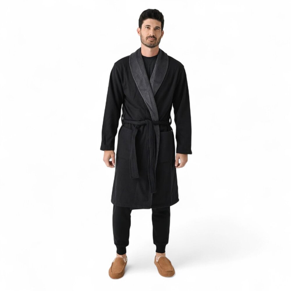 Ugg Men's Luxury Robe Pockets Black Men's Size XL/XXL Heavyweight Thermal Warm